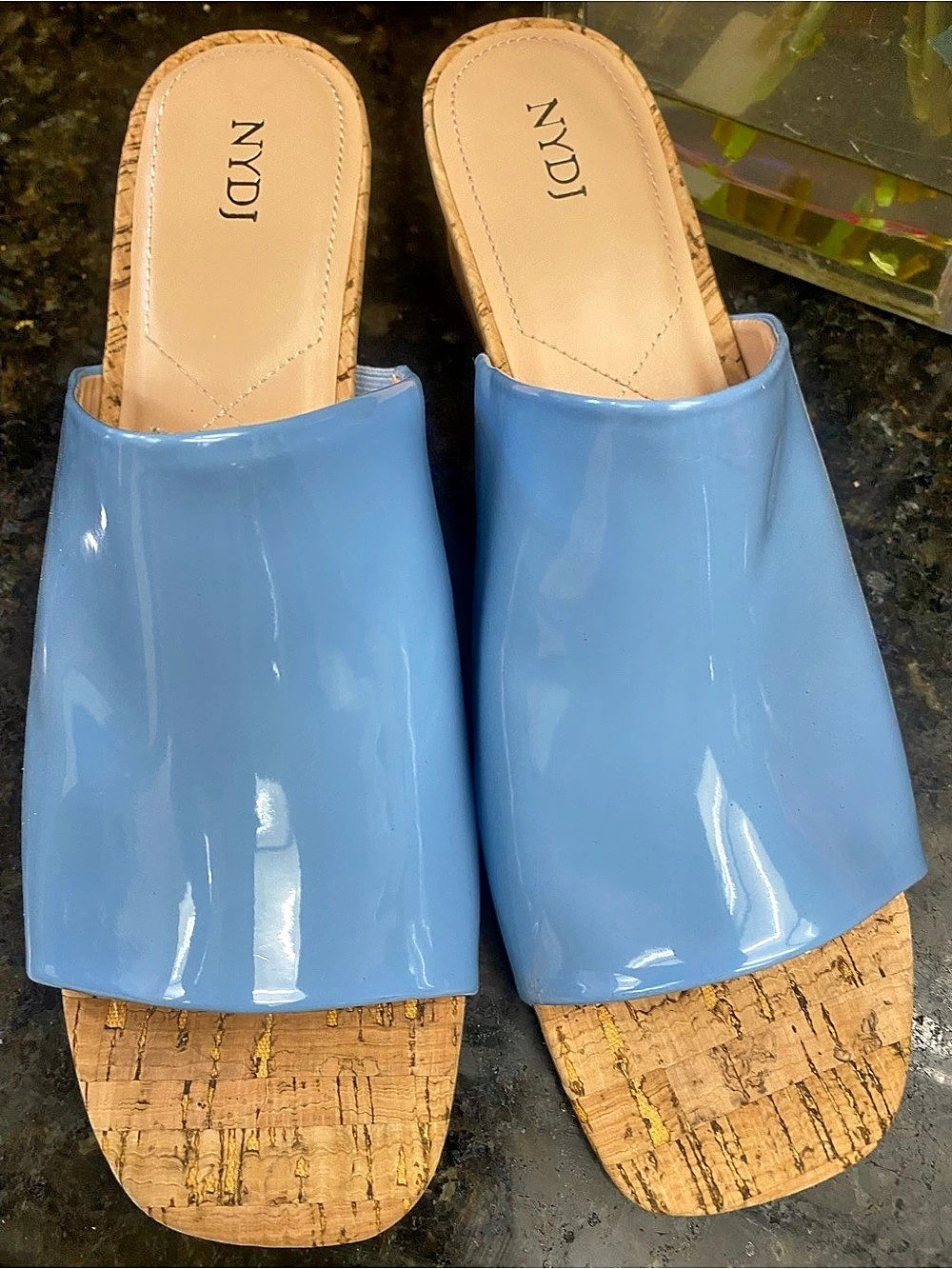 NYDJ  Claudine Blue Cork Slide Sandals size 10M